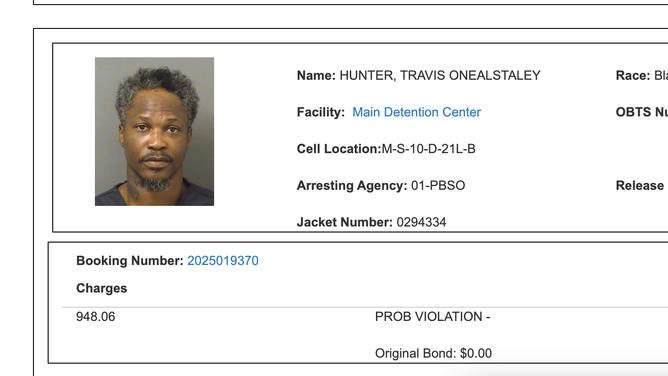 Travis Hunter's dad was arrested on an alleged probation violation. (Credit: Palm Beach County Sheriff's Office/https://www3.pbso.org/blotter/searchresults.cfm)